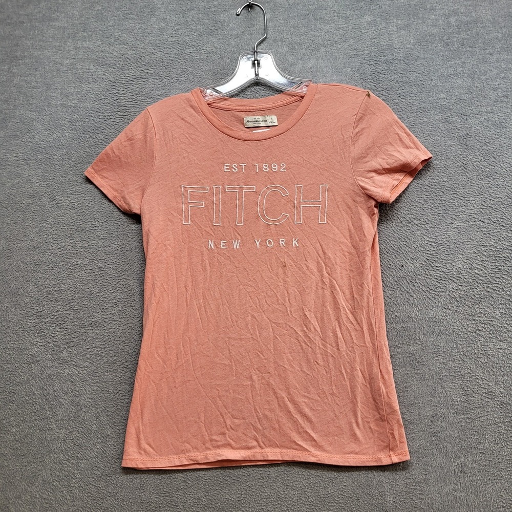 Abercrombie & Fitch Women Top‎ Small Pink Shirt Logo Embroidered Y2K Tee
